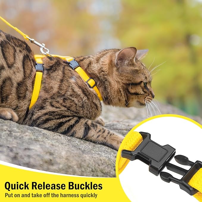 PUPTECK Adjustable Cat Harness and Leash Set Escape Proof Kitten Strap Collar - Image 3