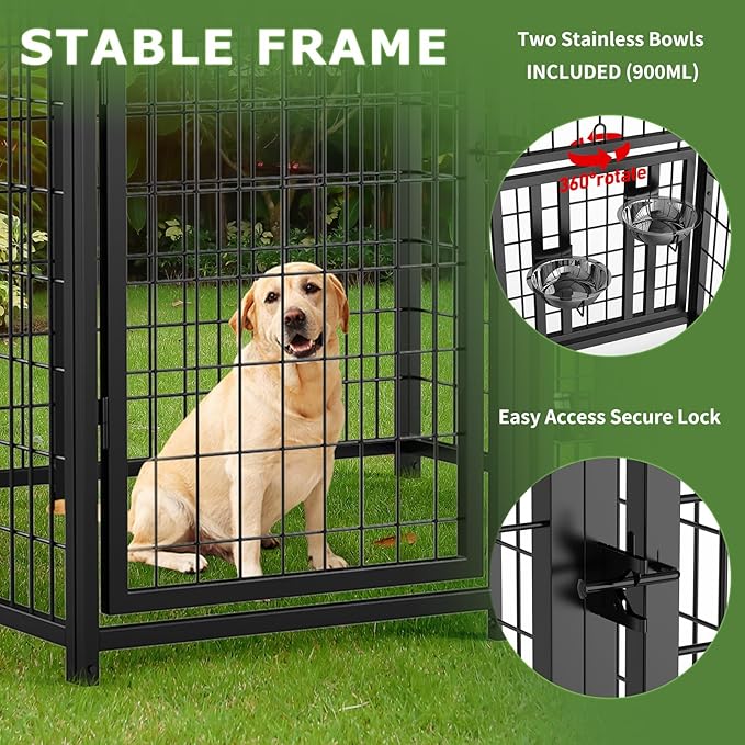 ROOMTEC Large Dog Kennel Outdoor Pet Pens Dogs Run Enclosure Animal Hutch Metal - Image 2