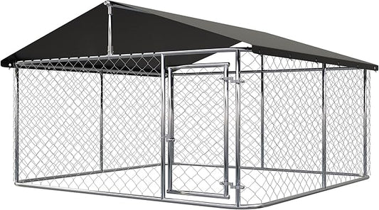 Petonly Outdoor Dog Enclosure Heavy Duty Dog Kennel House Mesh Dog Big Cage Pet by Petony