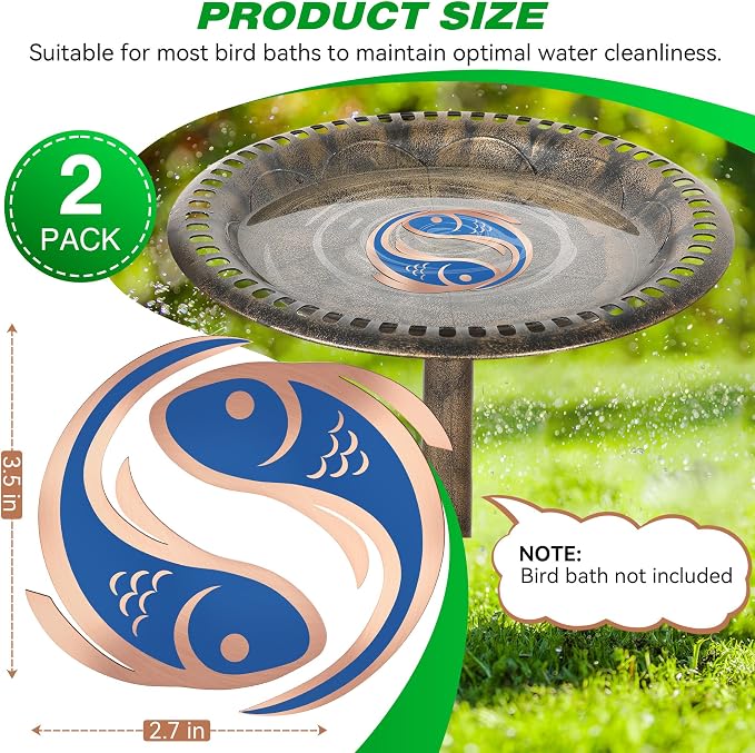Saillong 2 Pack Bird Bath Copper Disk, Reinforced 99.99% Pure Copper Bird Bath - Image 2
