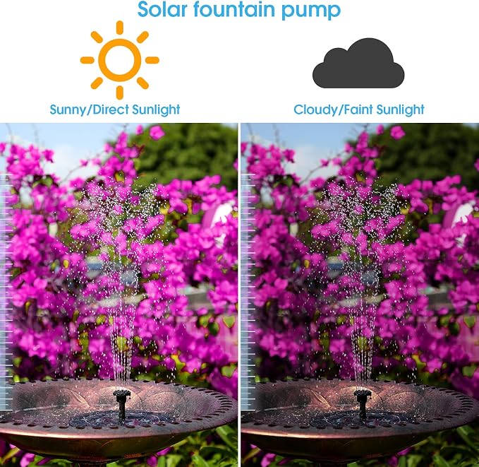 AISITIN Solar Fountain with 3.5 W Solar Panel, 1500 mAh Battery - Image 3