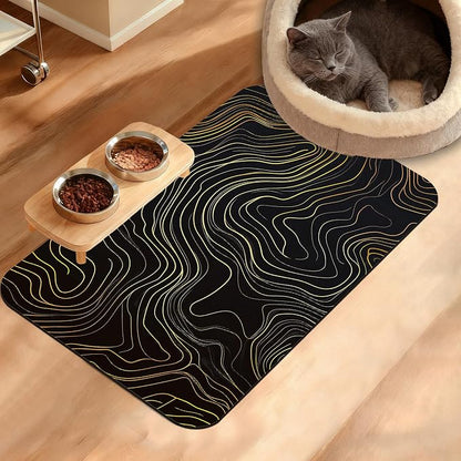 Dog Bowl Mat, Abstract Map Pet Feeding Mat by Unknown