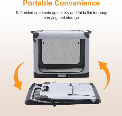 Dog Travel Crate 24 Inch, Portable Soft-Sided Travel Carriers - Image 4