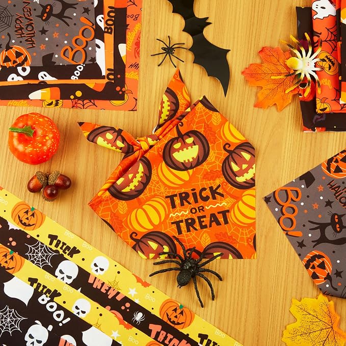 Weewooday 50 Pcs Halloween Dog Bandanas Bulk Pumpkin Ghost Bandanas - Image 5