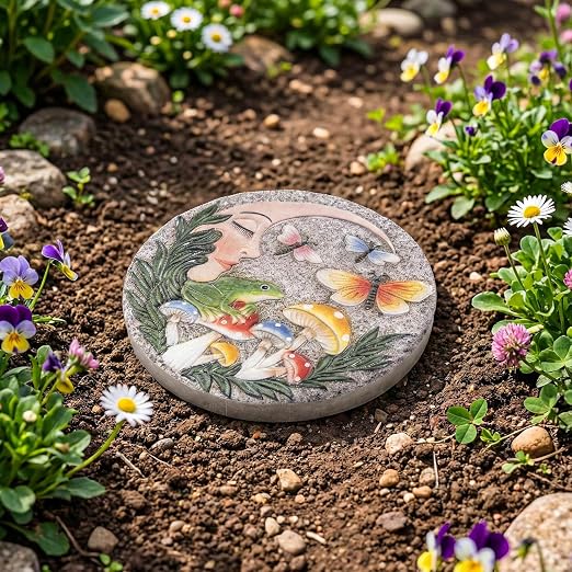 Garden Stepping Stones Outdoor, 9.8" Resin Frog Stepping Stone - Image 4