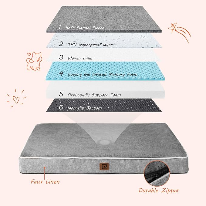 EHEYCIGA Waterproof Dog Bed Orthopedic 35"x23", Memory Foam Pet Bed - Image 5