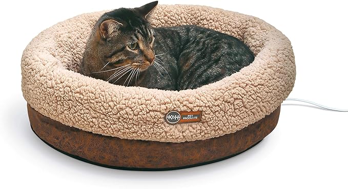 K&H Pet Products Heated Cat Bed Indoor, Thermo-Snuggle Cup Bomber Soft Heated by KHPetProducts
