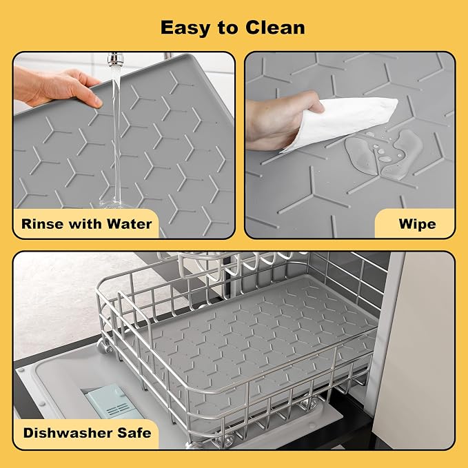 Pieviev 24''x16'' Dog Cat Food Bowl Mat, Silicone Waterproof Food Grade Pet - Image 6