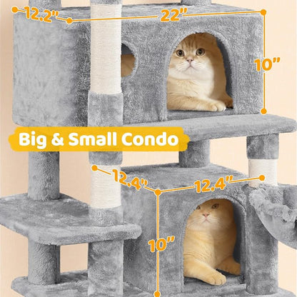 Yaheetech Cat Tree, 67in Large Tower w/ 3 Removable Teaser Sticks, 2 Kitten-Ear - Image 9