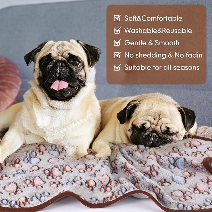 Chumia 40 Pcs Blankets Soft Fluffy Fleece Washable Pet Dog Sleep mat Paw Print - Image 5