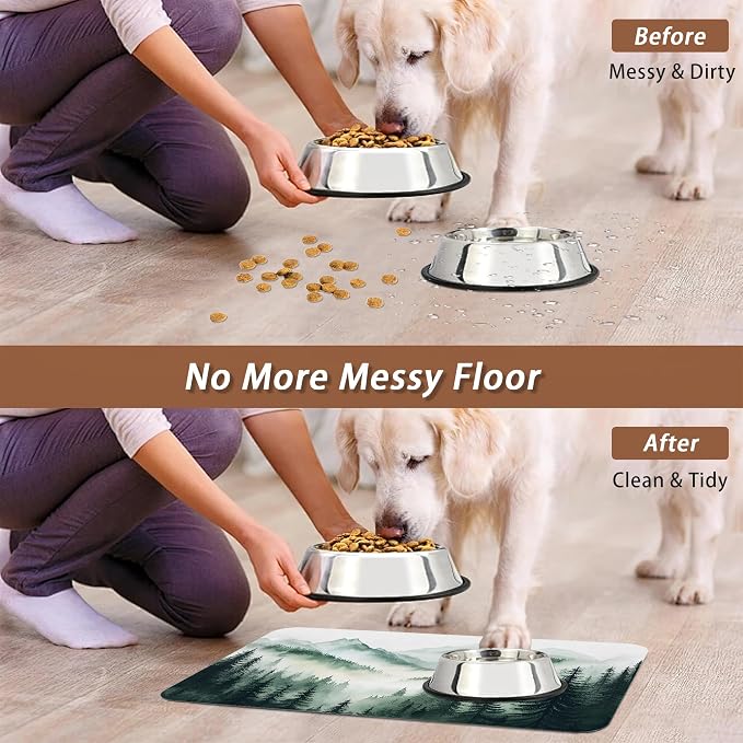 Misty Forest Mountain Dog Food Mat - Image 5