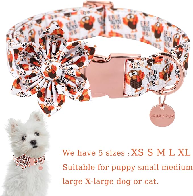 Thanksgiving Dog Collar with Flower, Turkey Cotton Flower Collar - Image 2