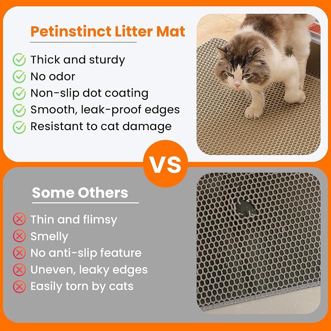 Cat Litter Mat, 24x18 Inches Large Double Layer Honeycomb Cat Litter Trapping - Image 3