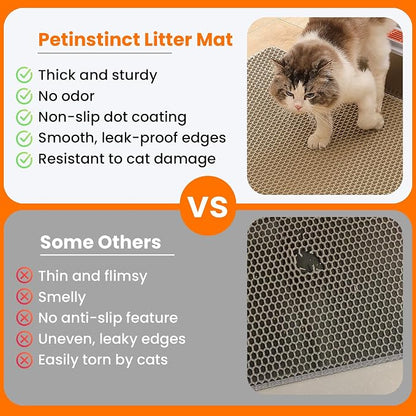 Cat Litter Mat, 24x18 Inches Large Double Layer Honeycomb Cat Litter Trapping - Image 3