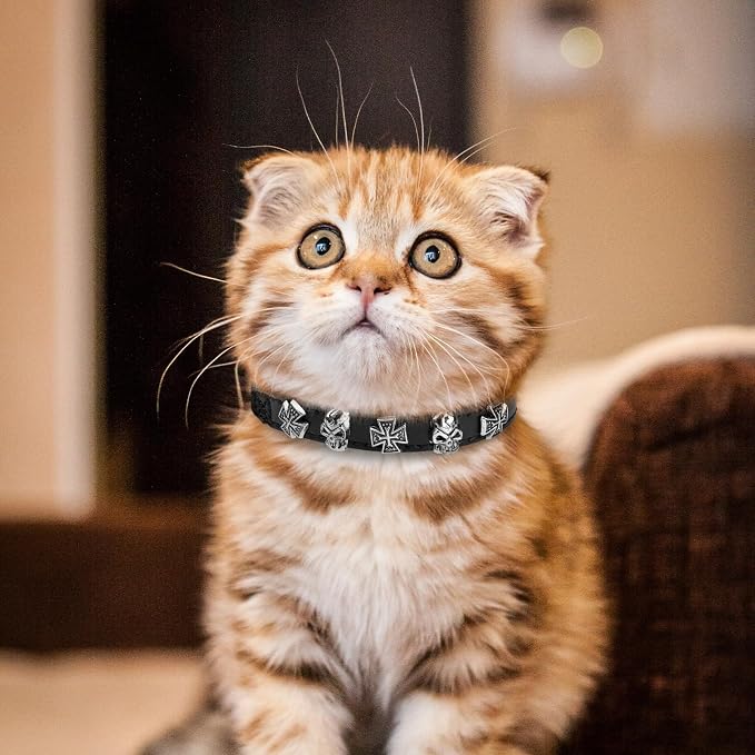 EXPAWLORER Leather Cat Collar for Girl Boy- Adjustable Pet Collar - Image 6
