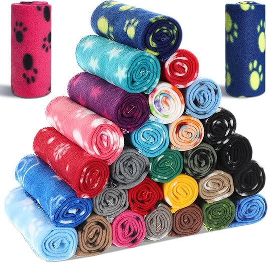 Chumia 28 Pieces Puppy Blanket Bulk Small Fleece Pet Blanket by Chumia
