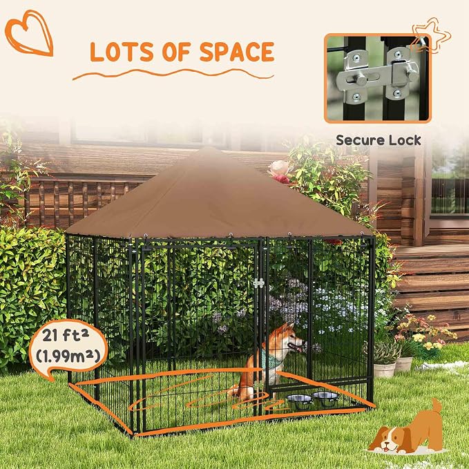 PawHut Outside Dog Kennel, 4.6' x 4.6' x 5' Puppy Play Pen - Image 8