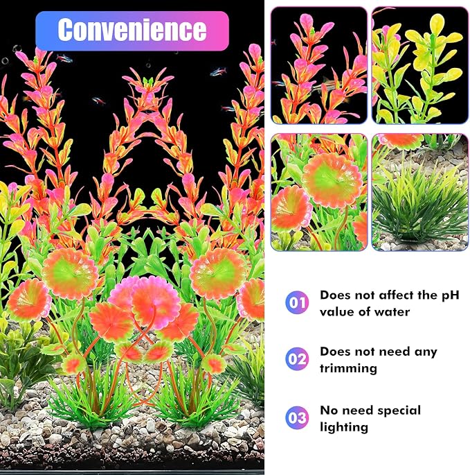 AQUANEAT Artificial Fish Tank Plants, Plastic Aquarium Decorations - Image 3