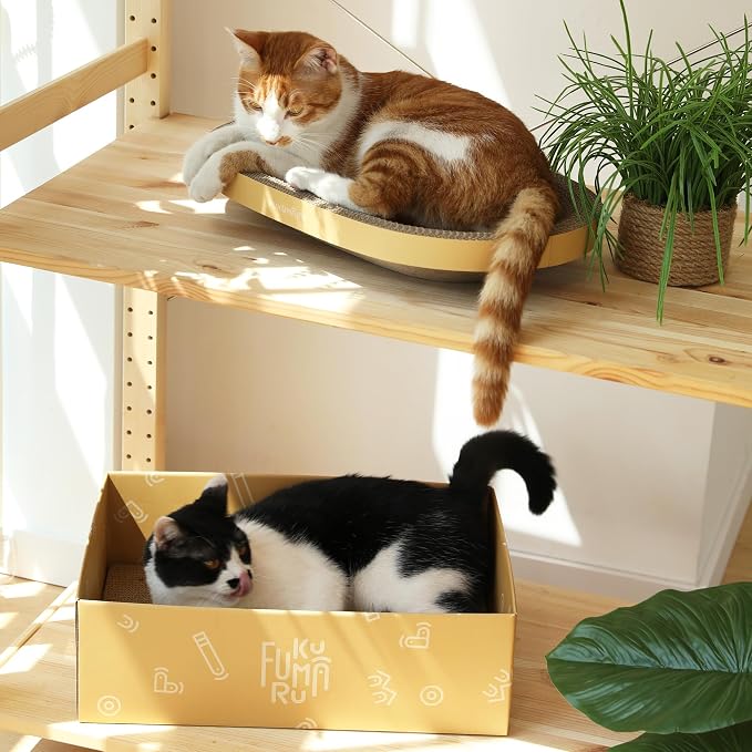 FUKUMARU 3PCS Cardboard Cat Scratcher Bed, Durable Oval Cat Scratch Bed Pads - Image 9