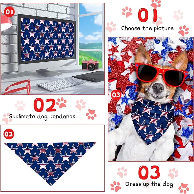 Kacctyen 100 Pieces Dog Bandanas Bulk Plain Blank Heat Transfer Triangle Dog - Image 5