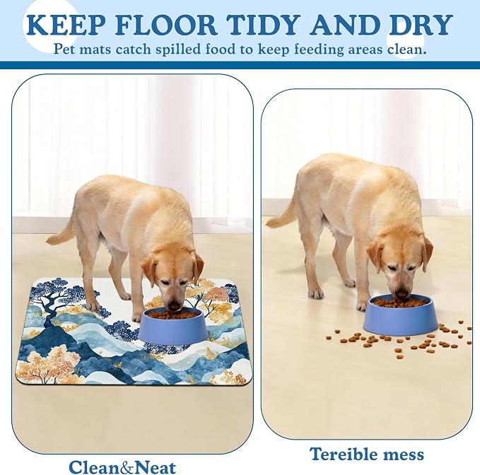 Japanese Wave Tree Dog Food Mat–Christmas Stocking Absorbent Quick Dry Feeding - Image 5