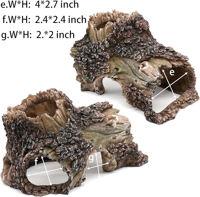 Tree Trunk Cave Aquarium Decoration Reptile Cave Climb Hideout Hideaway - Image 6