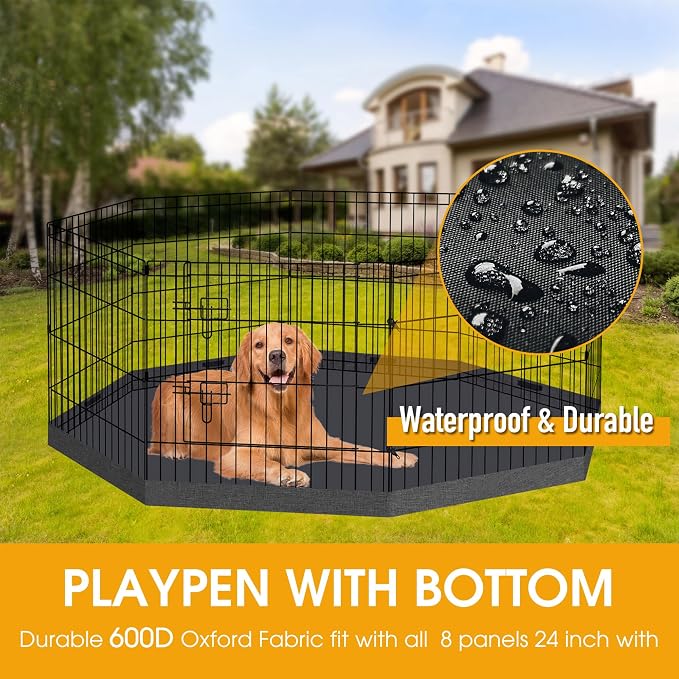 Dog Pen Pet Playpen Dog Fence Bottom Pad Indoor Foldable Metal Wire Exercise - Image 6