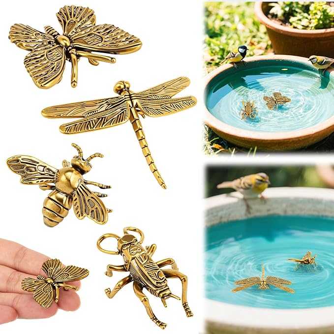 Moxweyeni 4 Pcs Mini Bird Bath Copper Ornaments Bird Bath Purification Disk by Moxweyeni