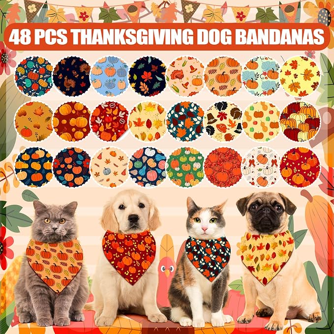 Sanwuta 48 Pcs Dog Bandanas Bulk Pet Bibs Colorful Scarf Pet Bandanas - Image 3