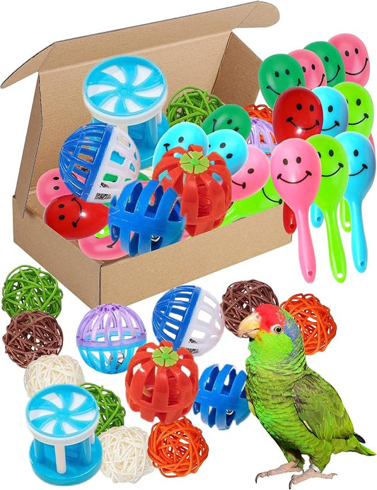 23-Piece Bird Toy Set with Long-Lasting Bells and Sturdy Vine Balls, Safe and by HEUHAI