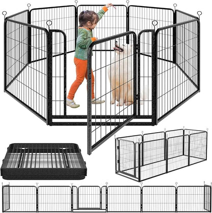 Dog Playpen Outdoor Extra Wide 8 Piece Panels Heavy Duty Dog Fence 32" Height by Committedtobetterpetlife