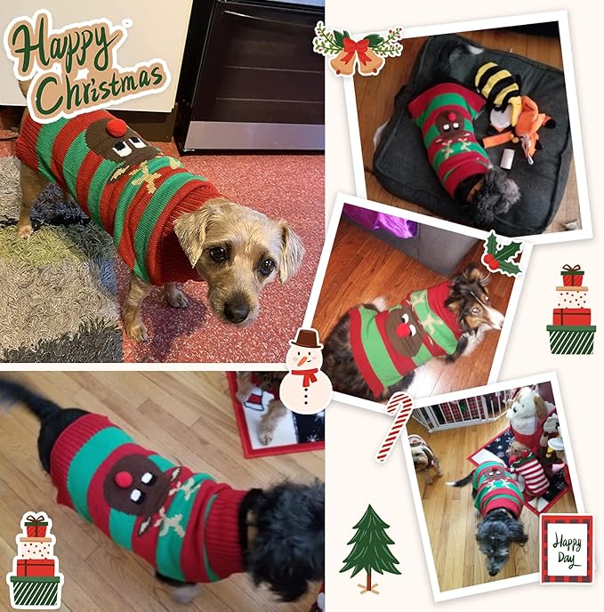 Dog Cat Christmas Sweater Boy Girl Ugly Reindeer Xmas Pet Clothes Holiday Puppy - Image 7