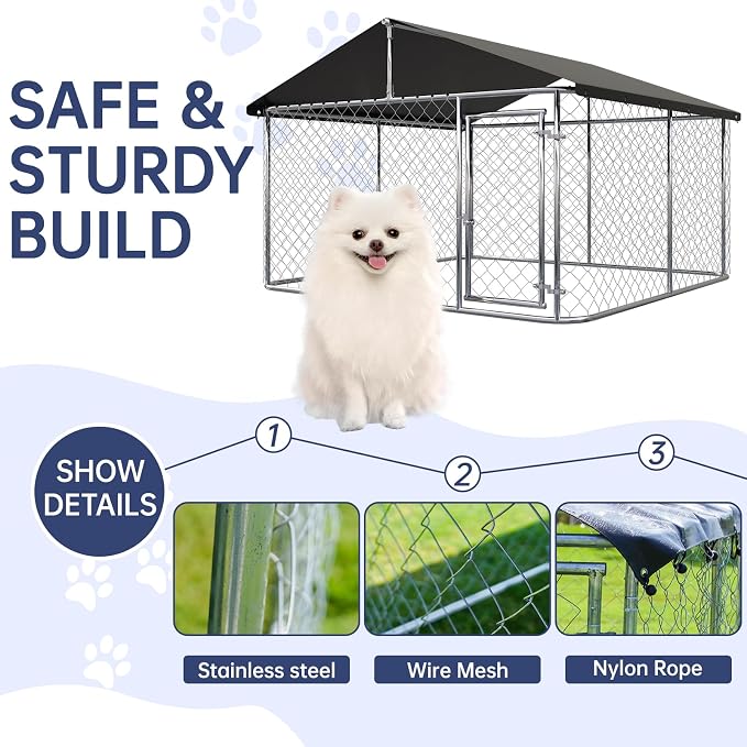 Outdoor Dog Enclosure Heavy Duty Dog Kennel House Mesh Dog Big Cage Pet Kennel - Image 3