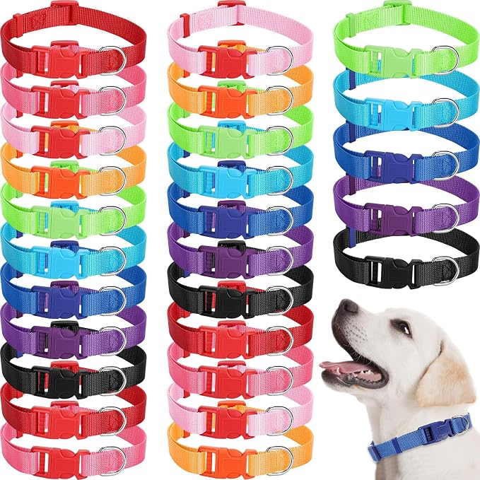 Amylove 27 Pcs Dog Collar Bulk Adjustable Nylon Puppy Collar by Amylove