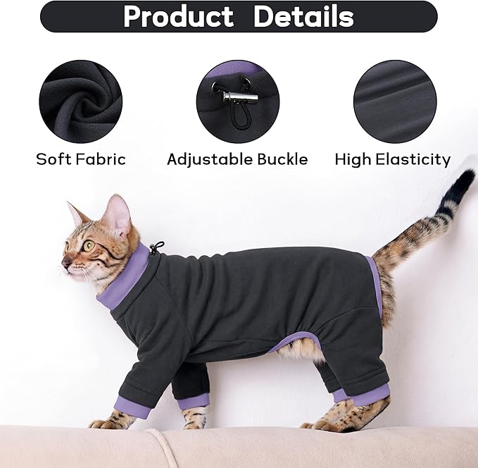 PUMYPOREITY Sticky Hair Cat Clothes, Prevent Hair Loss Cat Pajamas, Soft Cat - Image 4