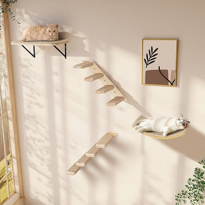 Curved Cat Wall Hammock with Scratchable Sisal Pad, Large Floating Cat Shelf - Image 7