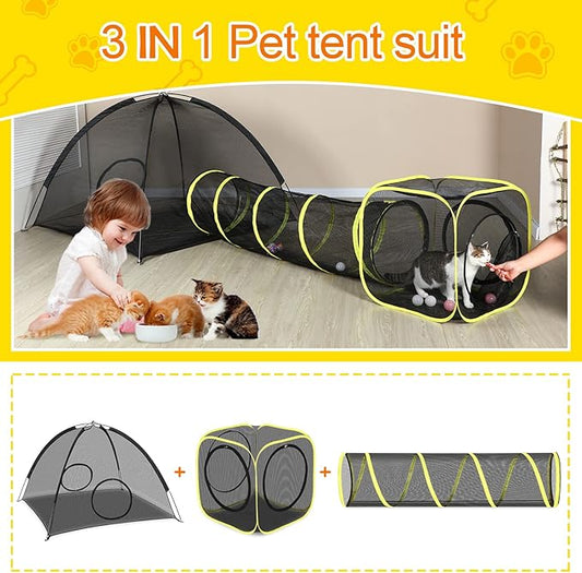 Outdoor Cat Enclosures for Indoor, Portable Mesh Tent, Outdoor pet Tunnel - Image 2