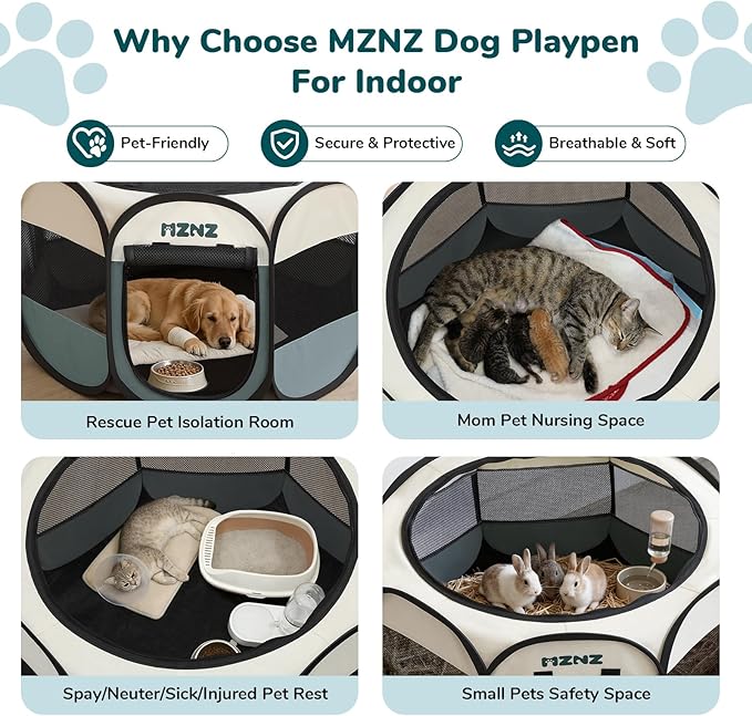 Dog Playpen, Portable Puppy Pet Crate Indoors - Image 3