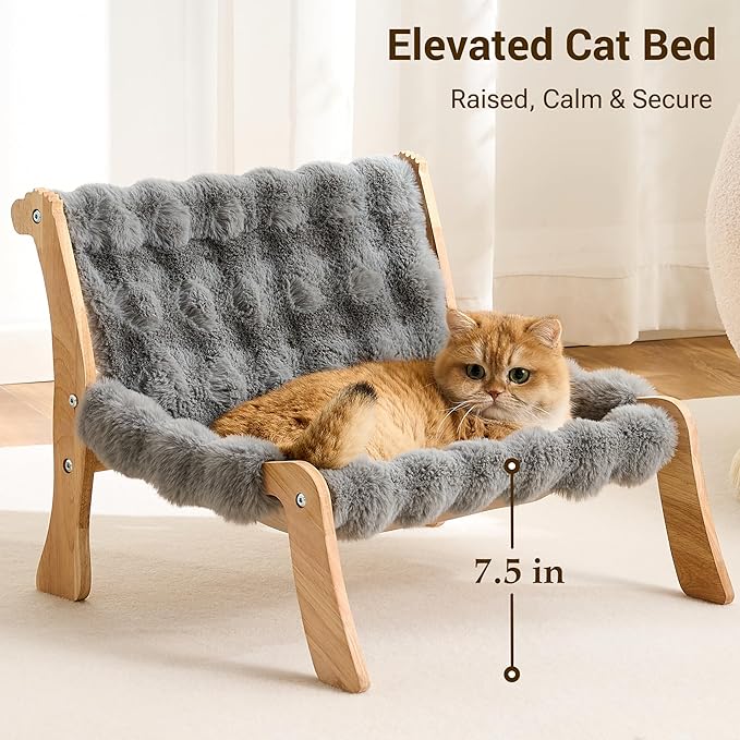 Solid Wood Cat Couch Bed for Indoor Cats, Modern Cat Sofa - Image 3