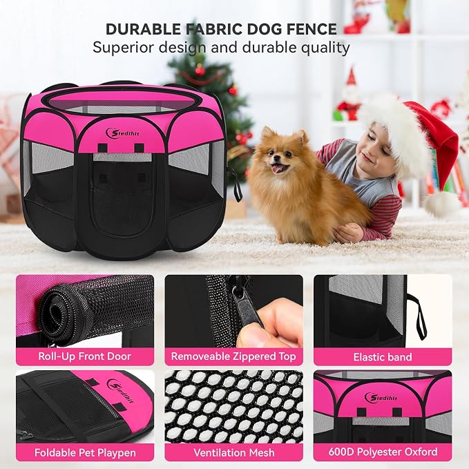 Dog Playpen, Medium Puppy Pet Playpen, Dog Crate Tent Cage Indoor/Outdoor - Image 4