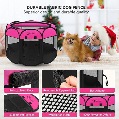 Dog Playpen, Medium Puppy Pet Playpen, Dog Crate Tent Cage Indoor/Outdoor - Image 4