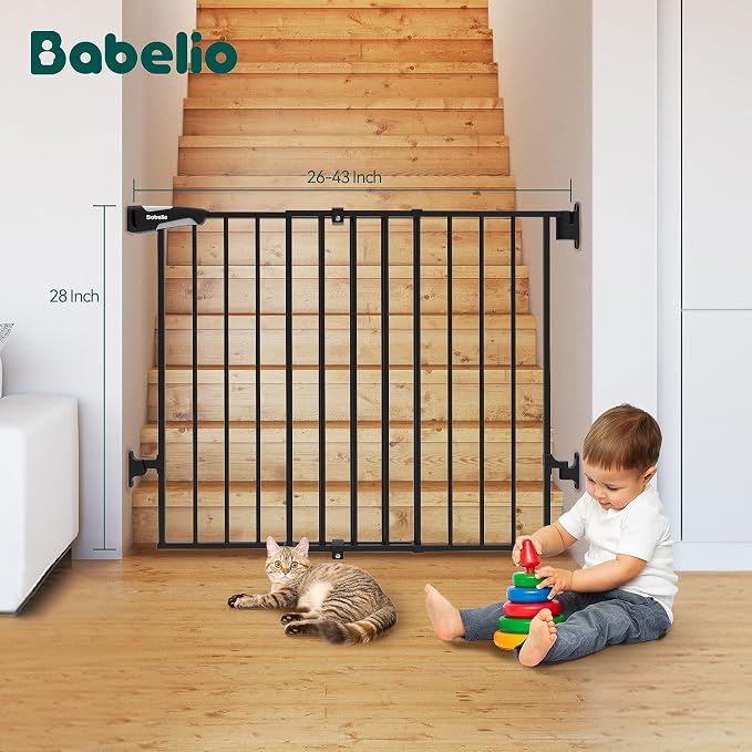 Babelio Baby Gate for Stairs, Kitchen & Doorways, No Bottom Bar| One-Handed - Image 8