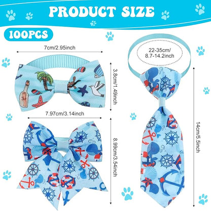 Reginary 100 Pieces Dog Bow Tie Collar Set Include 40 Dog Neckties, and 30 - Image 2