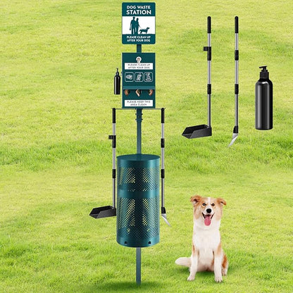 Qinyoung Dog Waste Station Outdoor Dog Poop Trash Can by Qinyoung