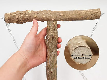 Large Bird Perch Swing Toy, Natural Pepper Wood Parrot Perch Stand Toy - Image 3