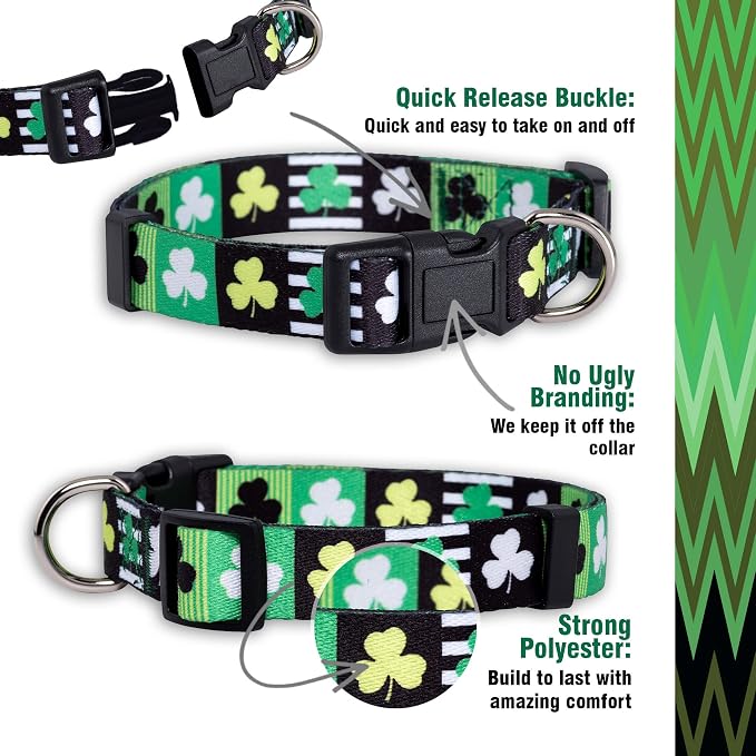 Native Pup St Patricks Dog Collar- Saint Patrick Green Shamrock Pet Collars- - Image 4