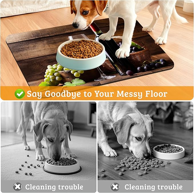 Pet Feeding Mat, Non-Slip Water Bowl Placemat, Pet Supplies 12" x 20" - Image 4
