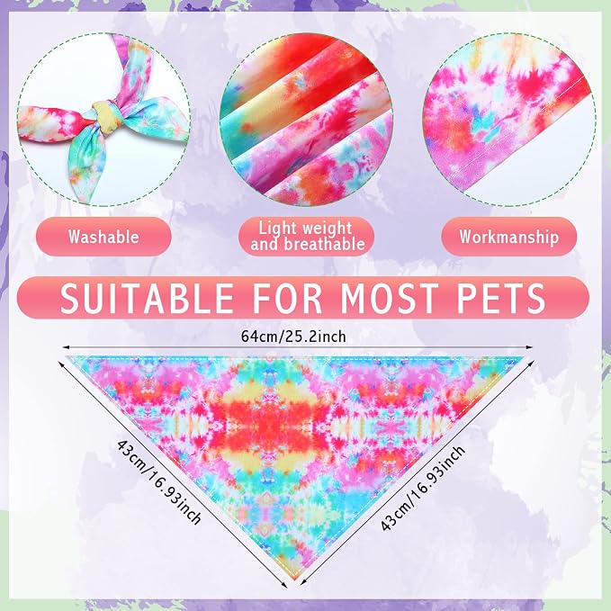 Silkfly 50 Pcs Summer Tie Dye Dog Bandanas Bulk Pet Scarf Grooming Salon - Image 2