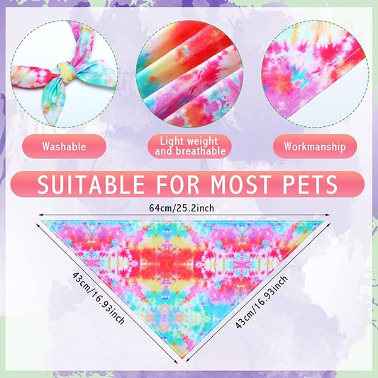 Silkfly 50 Pcs Summer Tie Dye Dog Bandanas Bulk Pet Scarf Grooming Salon - Image 2