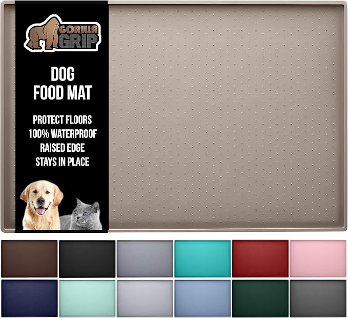 GORILLA GRIP 100% Waterproof Raised Edge BPA Free Silicone Pet Feeding Mat by GorillaGrip